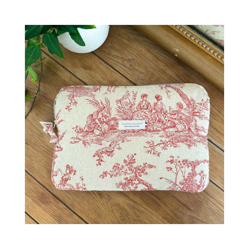 Housse ordinateur Toile de Jouy rouge Housse ordinateur Toile de Jouy rouge