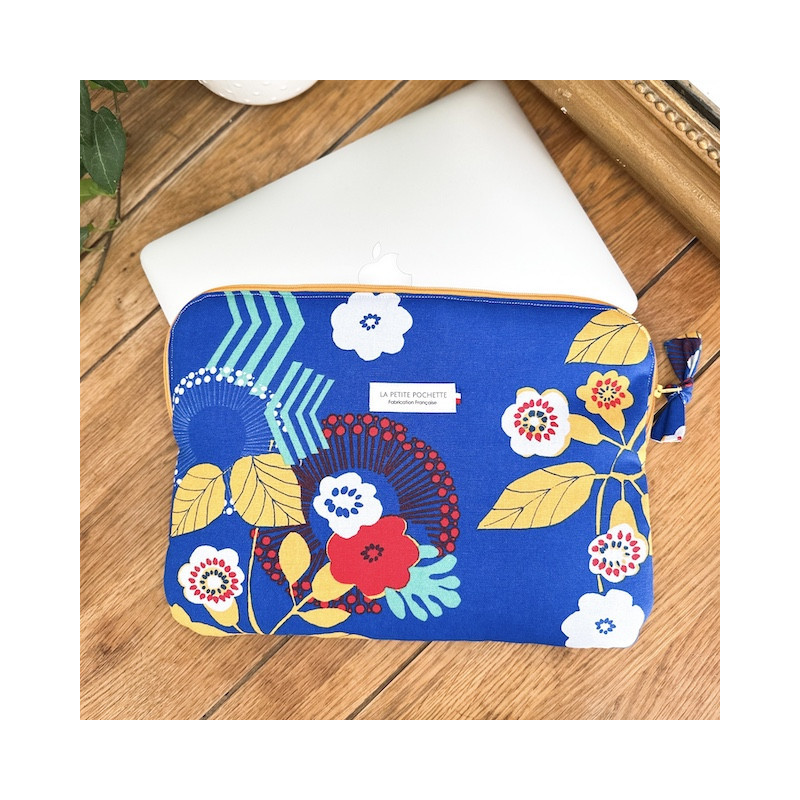 Housse ordinateur bleue fleur Housse ordinateur bleue fleur