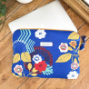Housse ordinateur bleue fleur